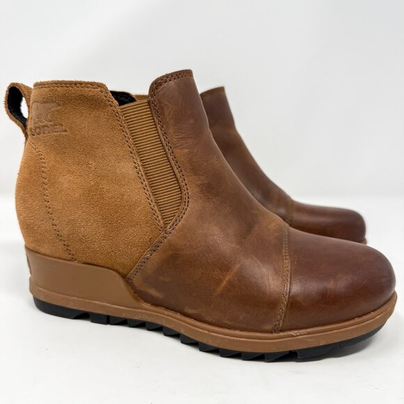 Sorel Evie Pull-On Suede Leather Ankle Boots In Velvet Tan (NL3816-242) US 6 - Picture 1 of 11